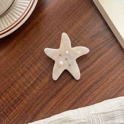 海洋系列醋酸发夹海星珍珠镶钻高级感精致侧边夹可爱刘海夹发饰女