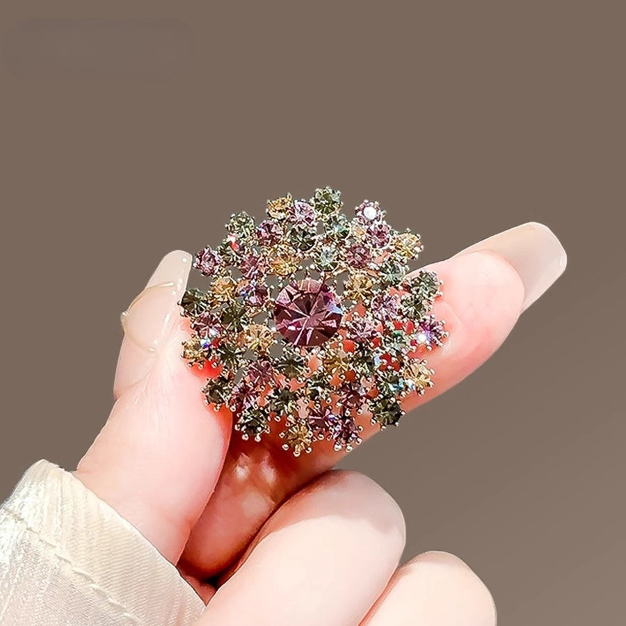 复古彩钻蒲公英设计胸针女新款气质奢华别针胸花西服大衣配饰别针