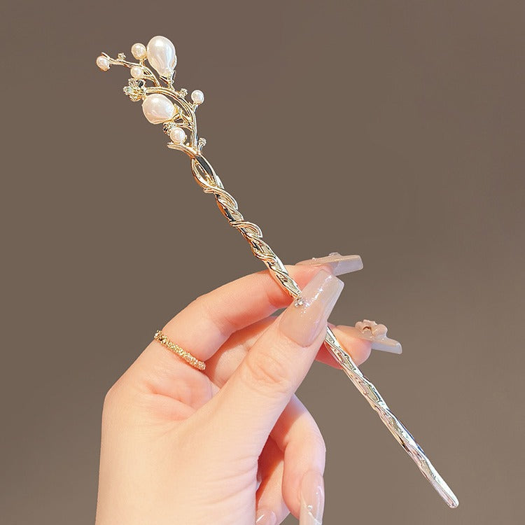 铃兰花古风步摇发簪高级感珍珠汉服树枝簪子发钗流苏旗袍盘发头饰