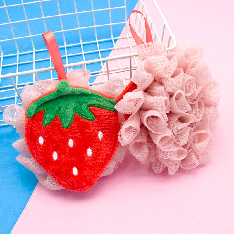 PAPO - Cute Fruit-Shaped Bath Pouf with Scrubber