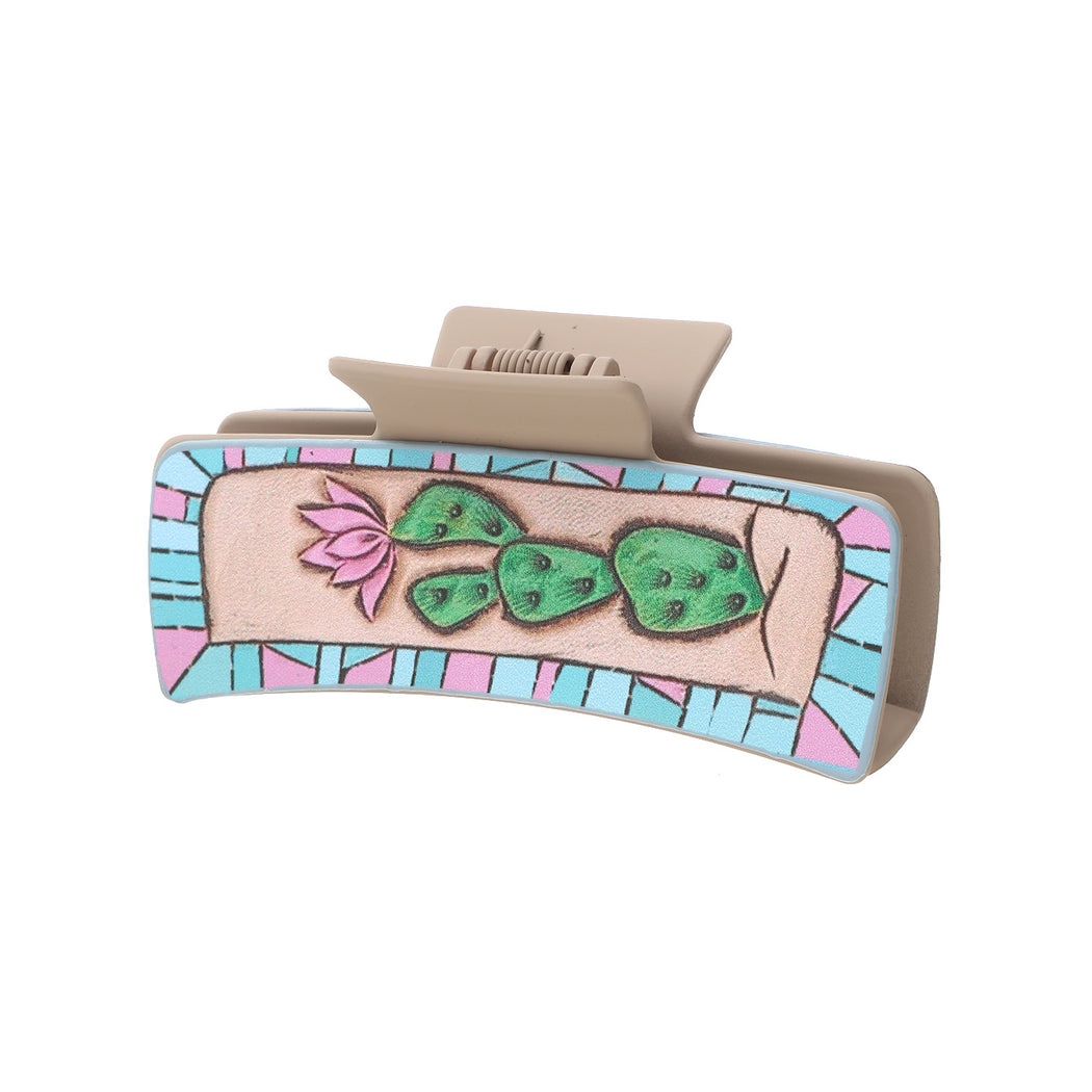 Beau - Cactus Feather Print Hair Claw