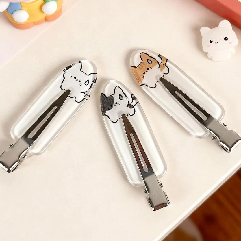 Beau - Cat Character Clear Snap Hair Clip