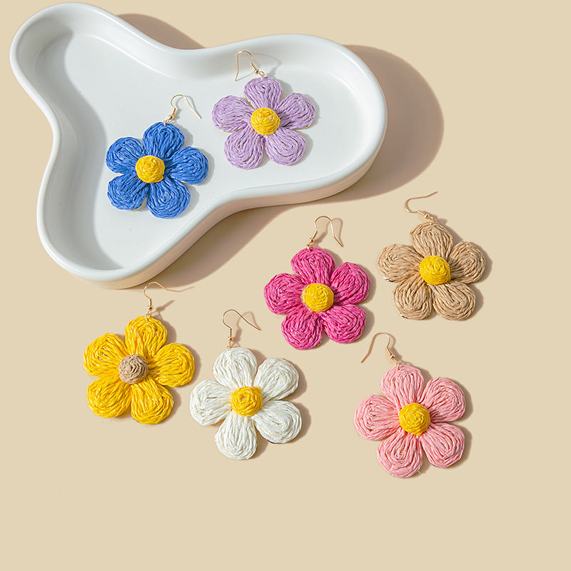 Handmade Woven Floral Earrings