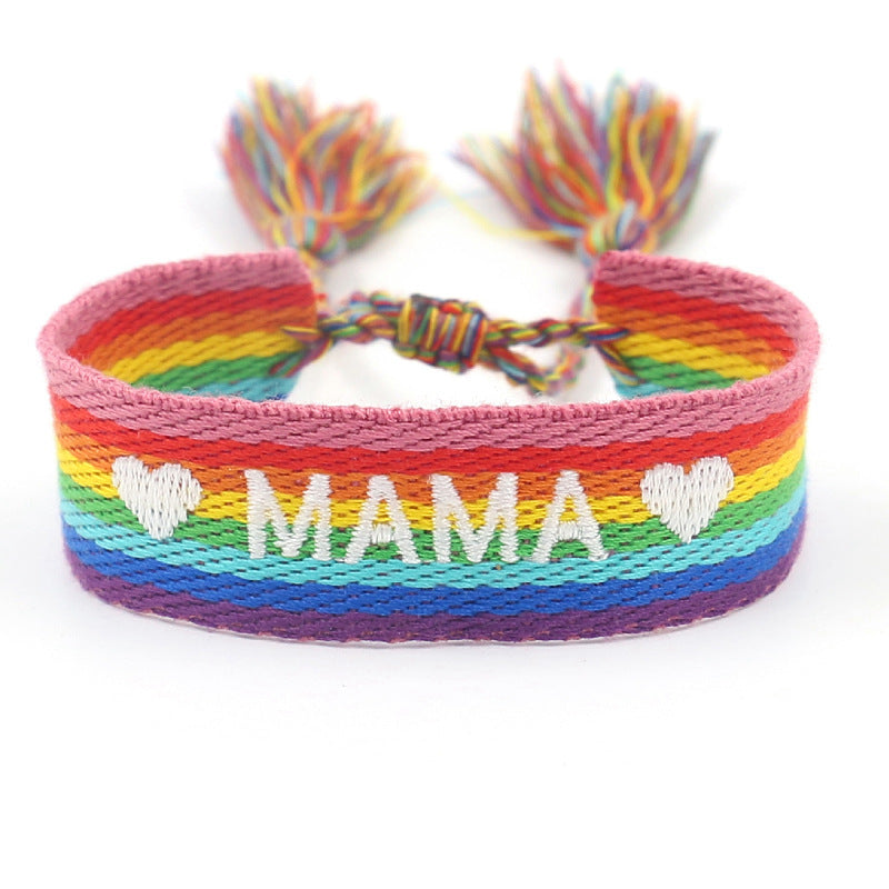 Mother's Day Gift: Woven Bracelet with Tassel Embroidery