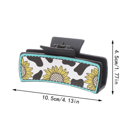 Beau - Blue Sunflower Cow Print Hair Claw