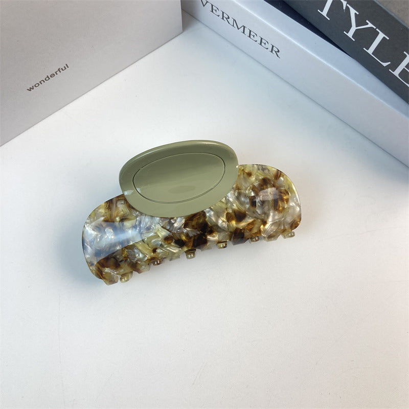 新款醋酸拼接鲨鱼夹碎花色豹纹高级感发夹发饰大号高马尾发饰
