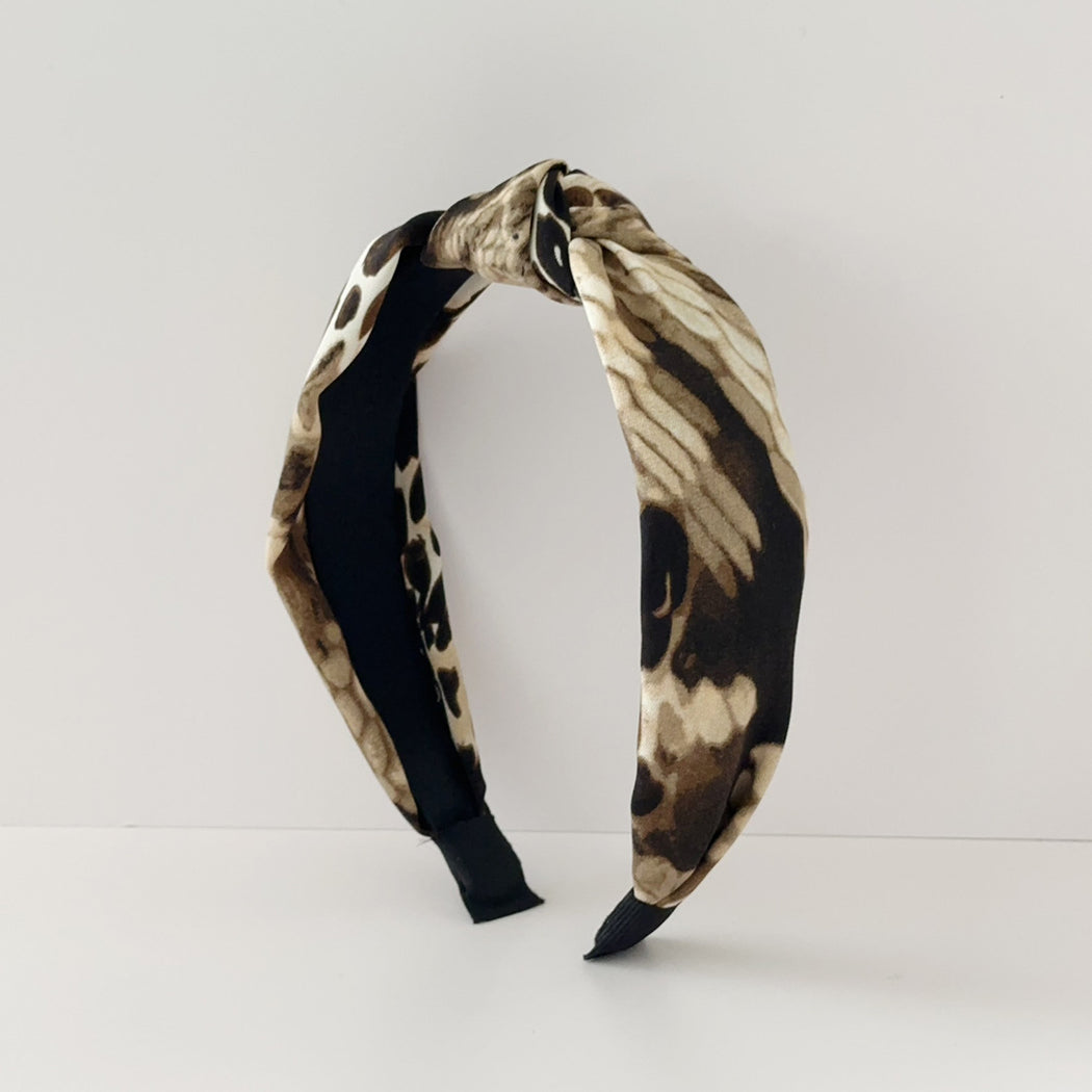 Black green snakeskin crossed wide headband