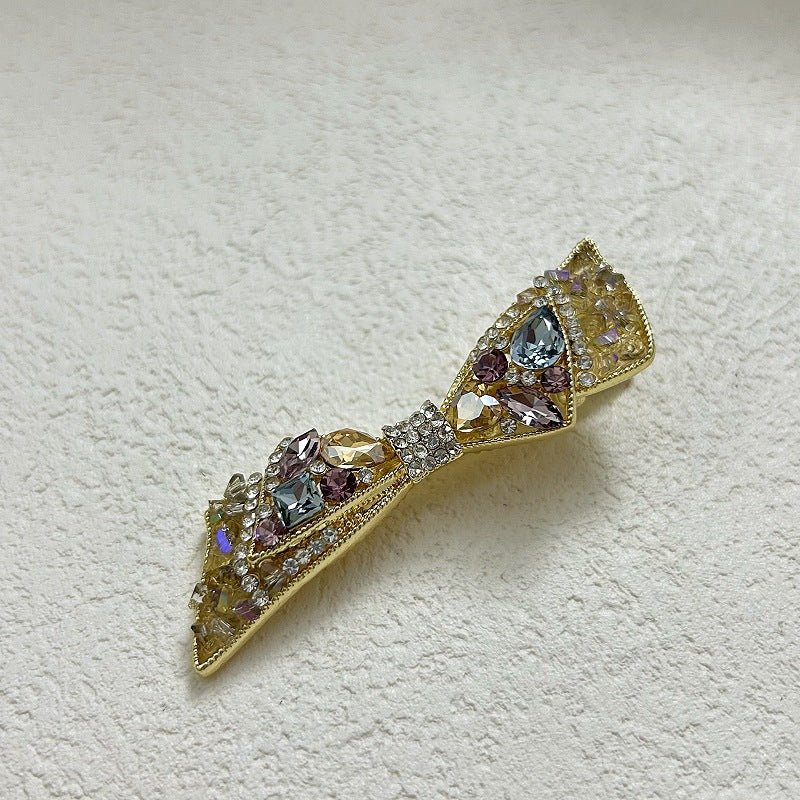 蝴蝶结水钻发夹高级感精致轻奢水晶鸭嘴夹顶夹刘海夹一字夹发饰品