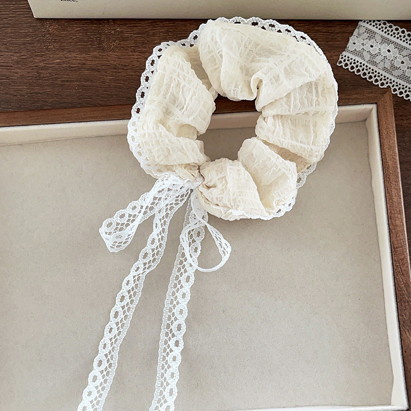 GIFTY - Handcrafted Lace Bow Ribbon Scrunchie