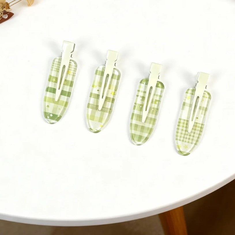 Beau - Green Plaid Star Hair Clip