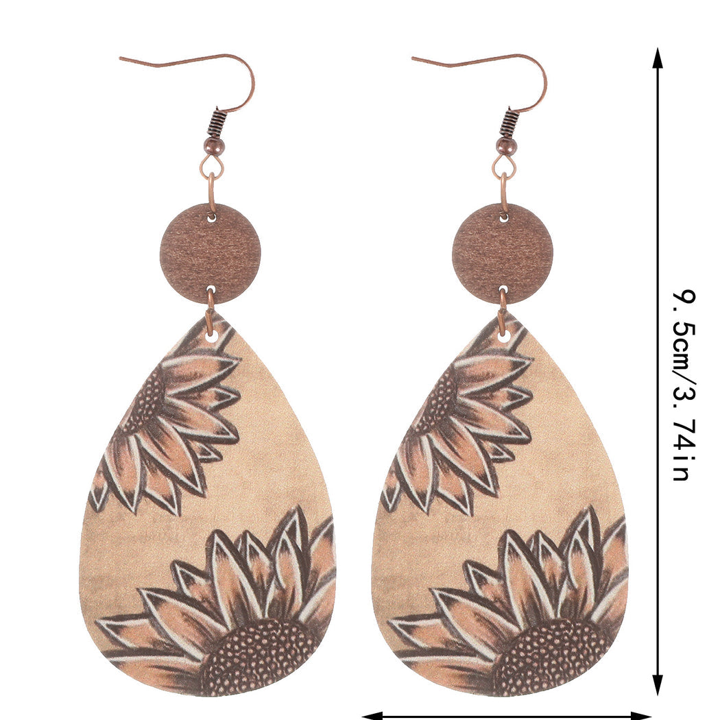 Earedge - Western Floral Cow Print Earrings