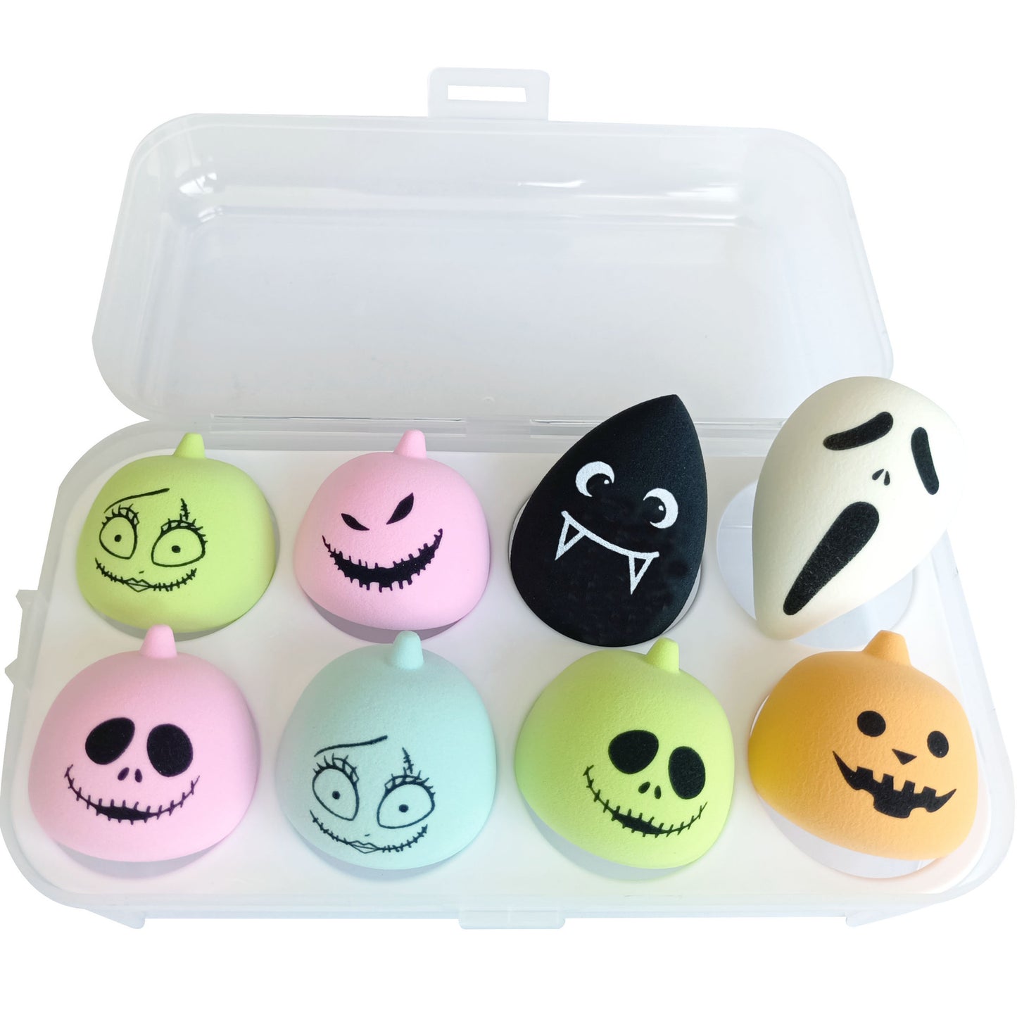 Spongo Halloween 8PCS Makeup Sponges: Versatile Dry and Wet Use with Complementary Container