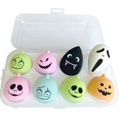 Spongo Halloween 8PCS Makeup Sponges: Versatile Dry and Wet Use with Complementary Container