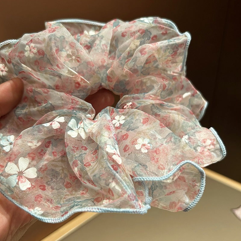 温柔浪漫韩系小碎花薄纱大肠圈女甜美清新马尾发圈丸子头发绳发饰