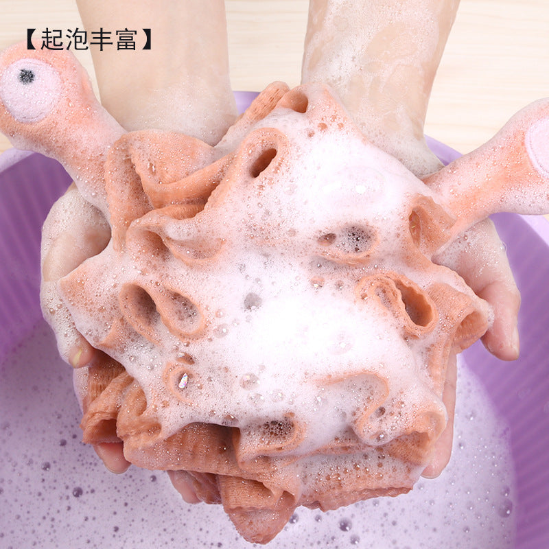 厂家批发起泡网浴花 蜗牛造型通用款洗澡巾起泡丰富缝制不易散