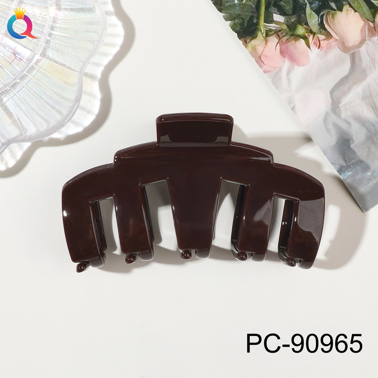 奇阅PC高端亮油机械抓夹后脑勺盘发鲨鱼夹简约高级感发夹发饰批发