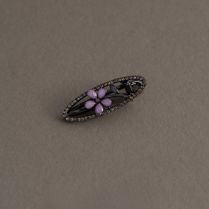 Beau - Purple Floral Oval Barrette
