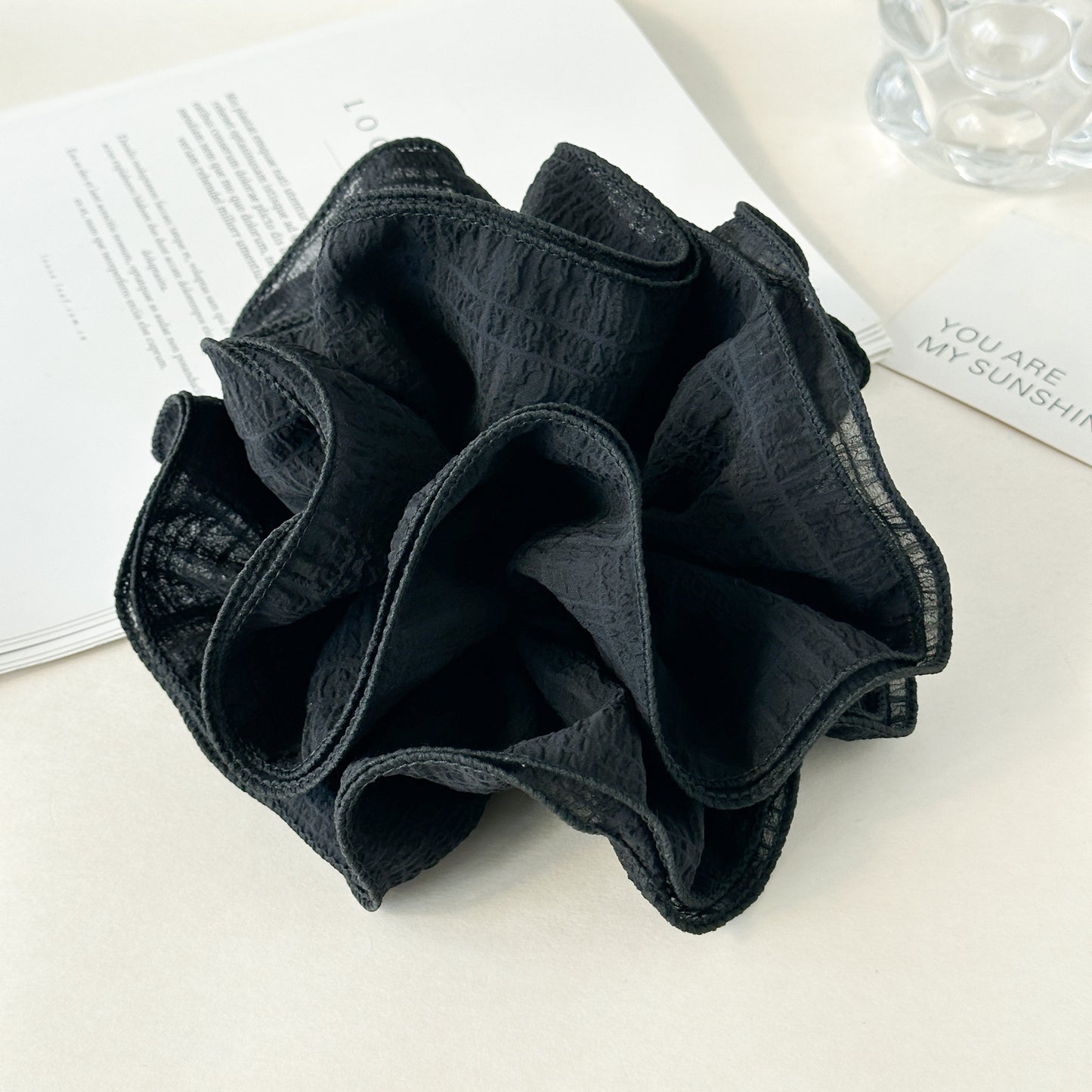 GIFTY - Solid Color Ruffled Scrunchie (4-Layer Design)