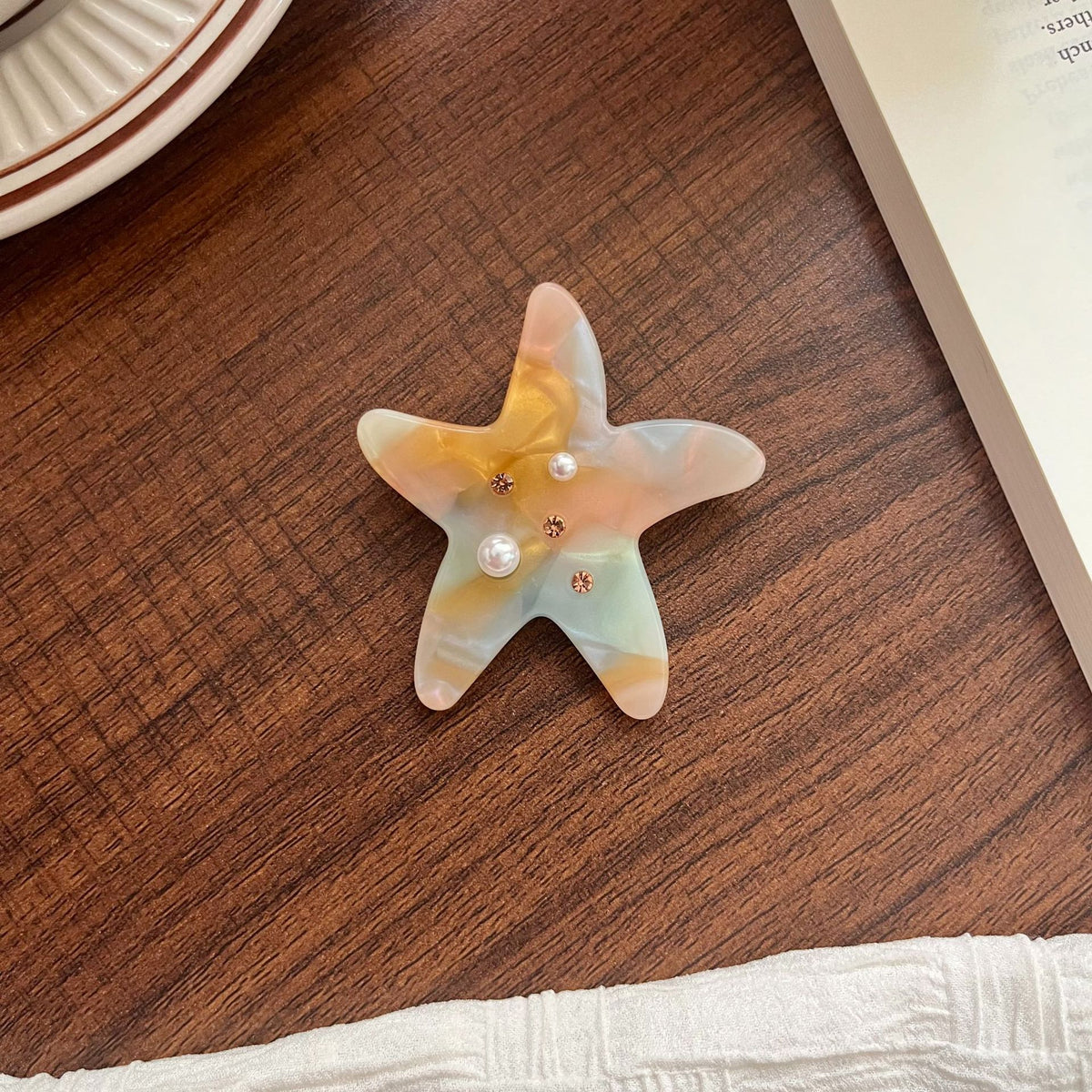 海洋系列醋酸发夹海星珍珠镶钻高级感精致侧边夹可爱刘海夹发饰女