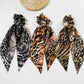Black brown black green and black gray snakeskin ribbon scrunchies