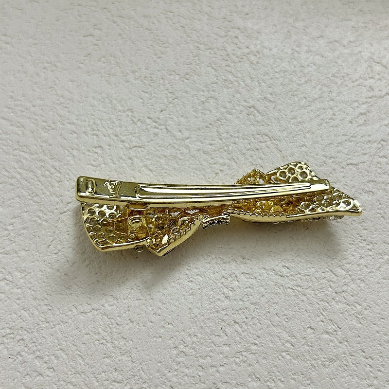 蝴蝶结水钻发夹高级感精致轻奢水晶鸭嘴夹顶夹刘海夹一字夹发饰品