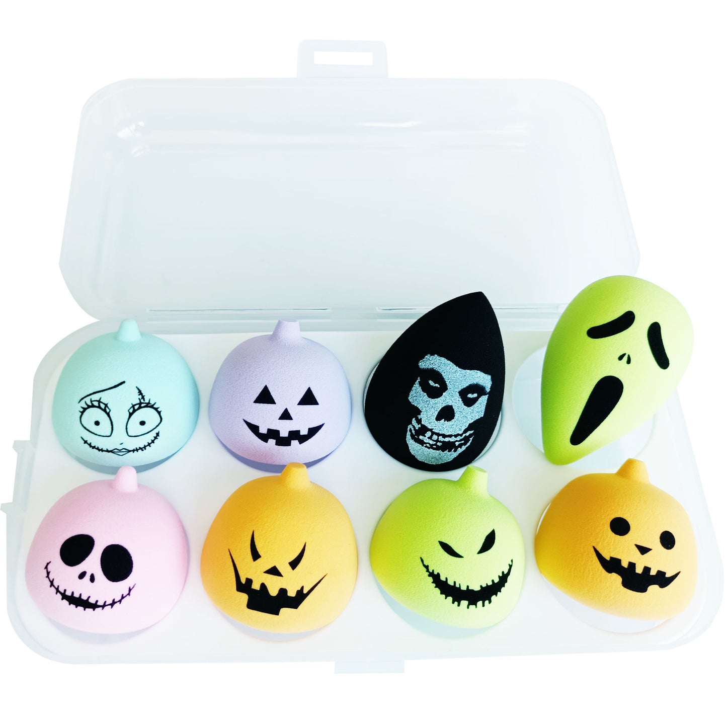 Spongo Halloween 8PCS Makeup Sponges: Versatile Dry and Wet Use with Complementary Container