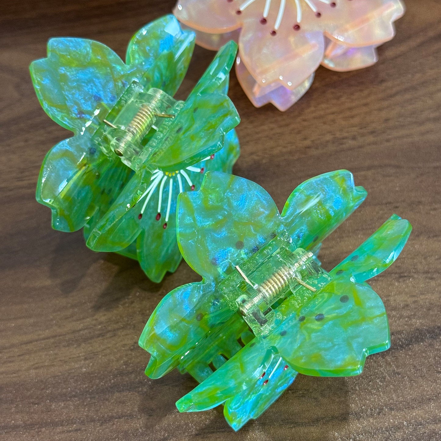 甜美百搭樱花抓夹高级感醋酸中号鲨鱼夹半扎高马尾发卡发夹头饰