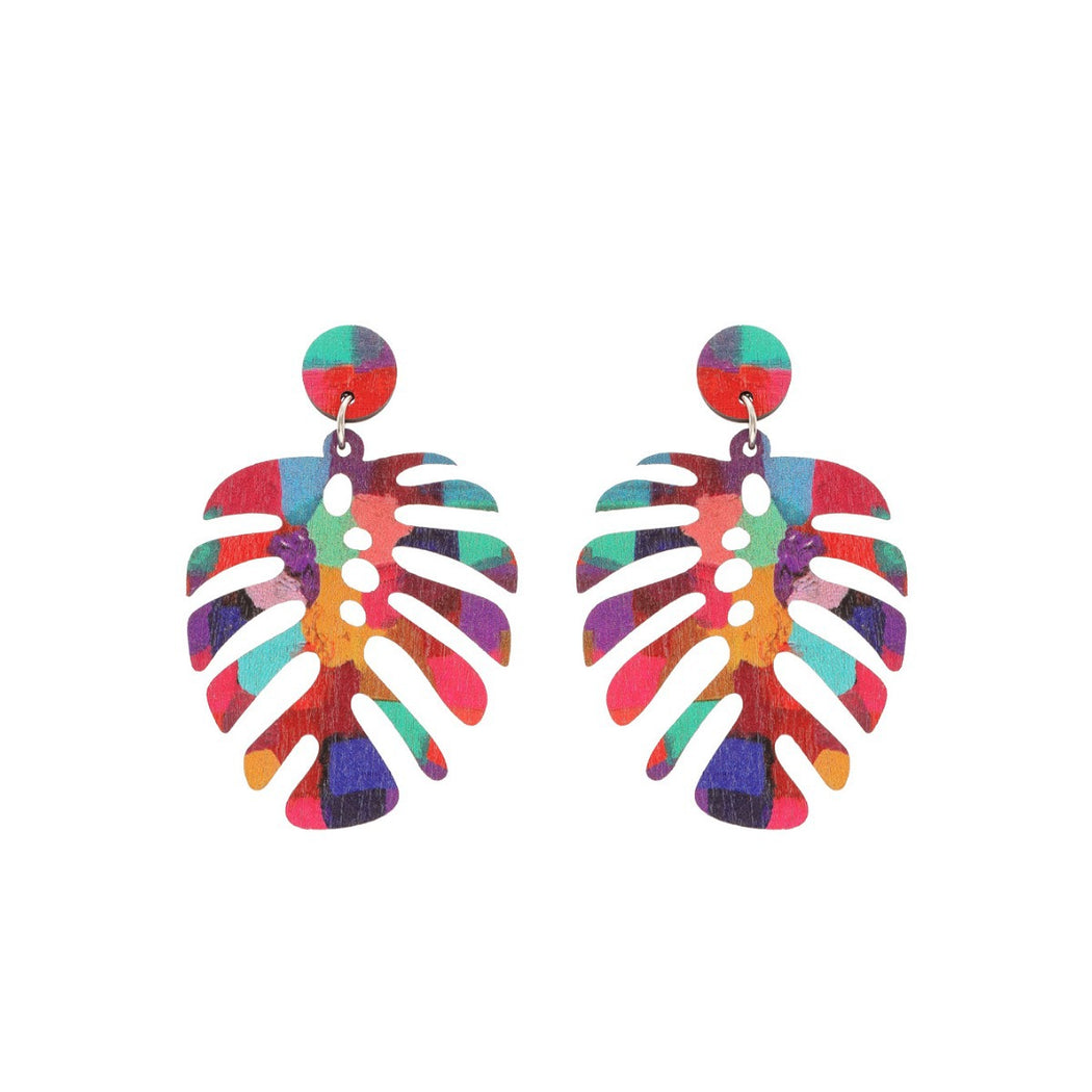 Earedge - Multicolor Abstract Leaf Earrings