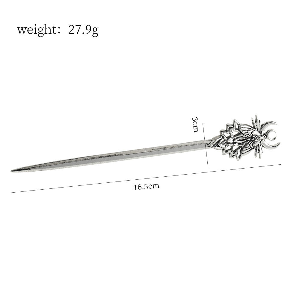 跨境新品复古神秘女巫合金饰品发簪飞龙月牙发饰创意万圣节发饰