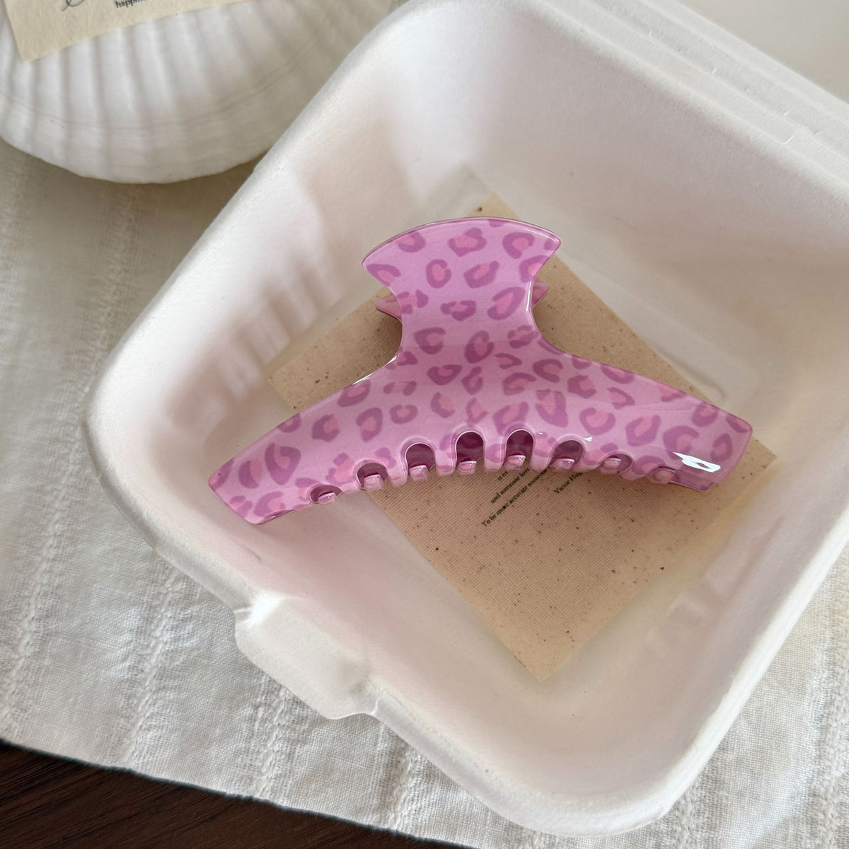 甜酷彩色豹纹醋酸鲨鱼抓夹清新多色印花发抓女氛围感后脑勺盘发夹