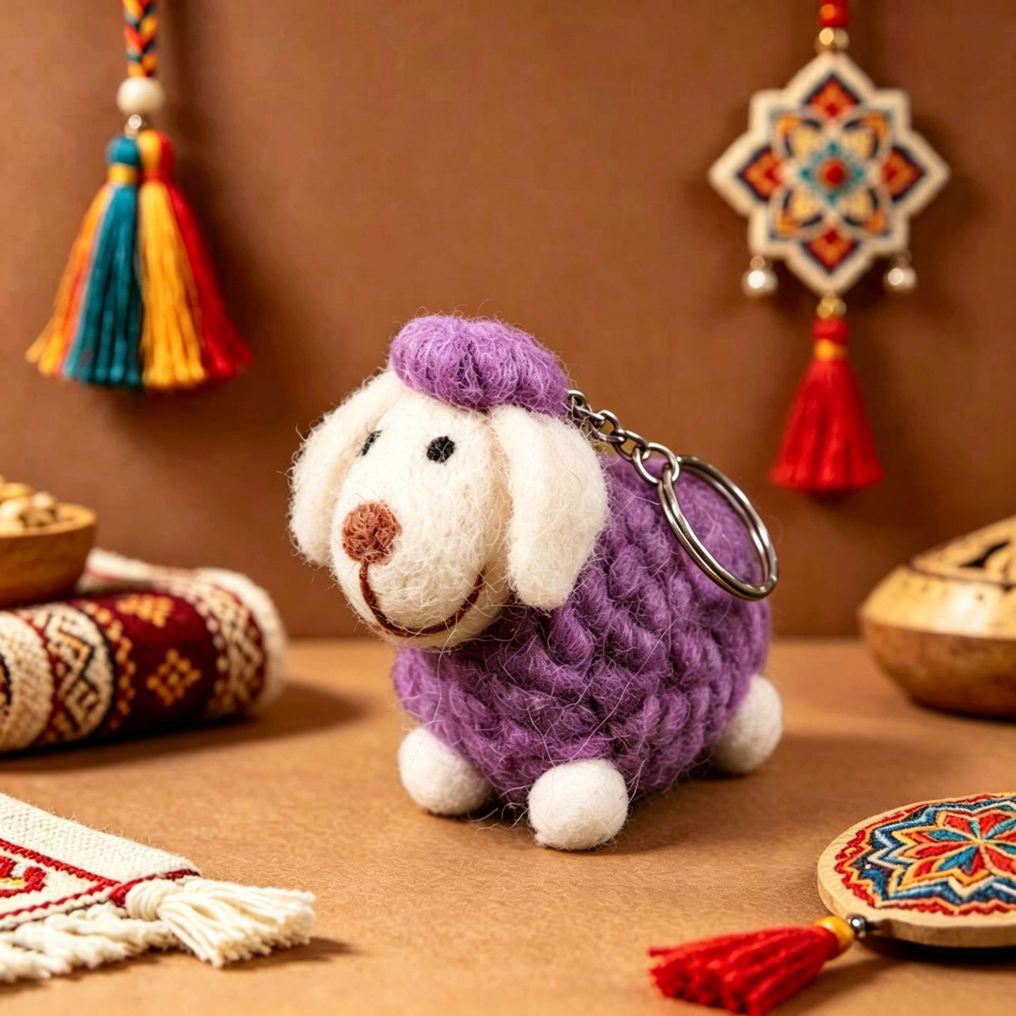 Keypus - Sheep Figure Pom Tail Keychain