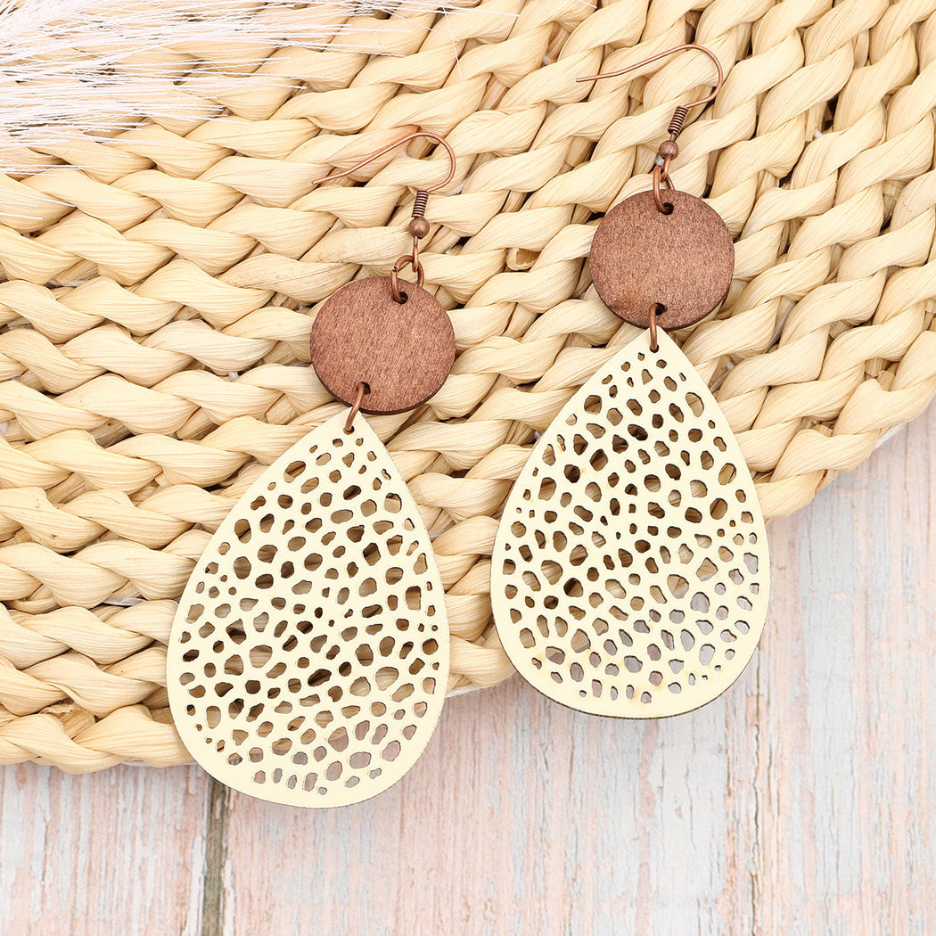 Earedge - Colorful Cutout Teardrop Earrings