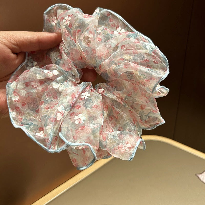 温柔浪漫韩系小碎花薄纱大肠圈女甜美清新马尾发圈丸子头发绳发饰