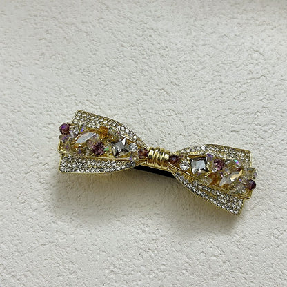 新款轻奢发饰半扎时尚发夹合金镶水晶水钻弹簧夹扣夹马尾夹批发