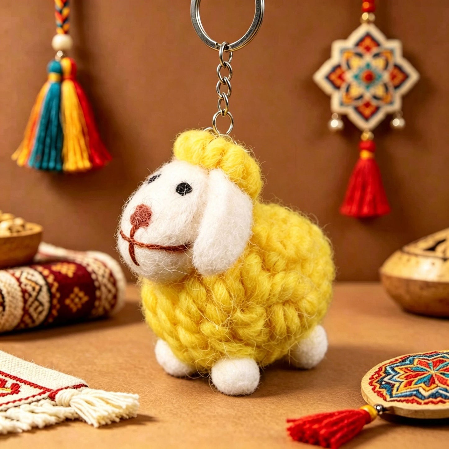 Keypus - Sheep Figure Pom Tail Keychain