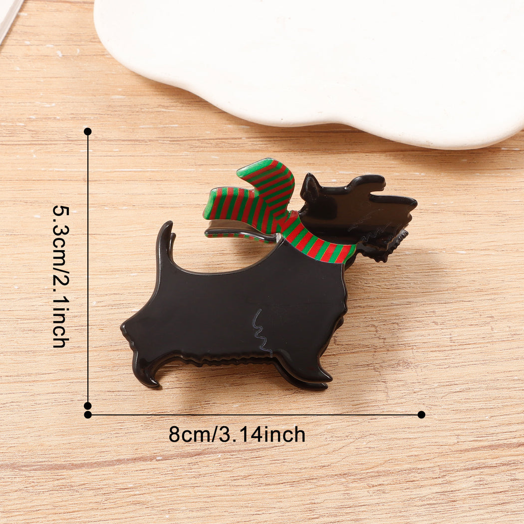 Black dog Christmas cartoon animal hair claw
