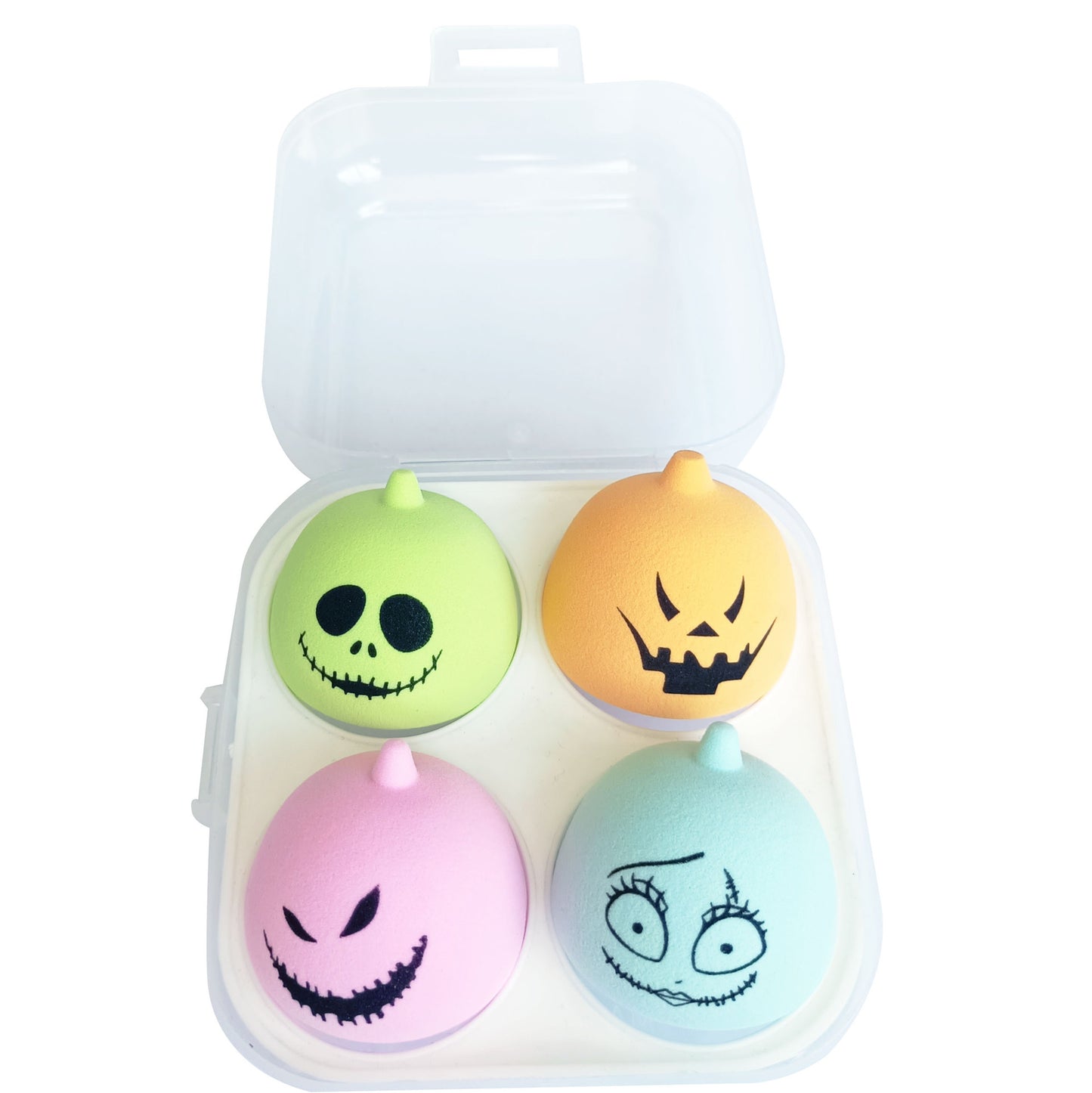 Spongo Halloween 4PCS Makeup Sponges: Versatile Dry and Wet Use with Complementary Container