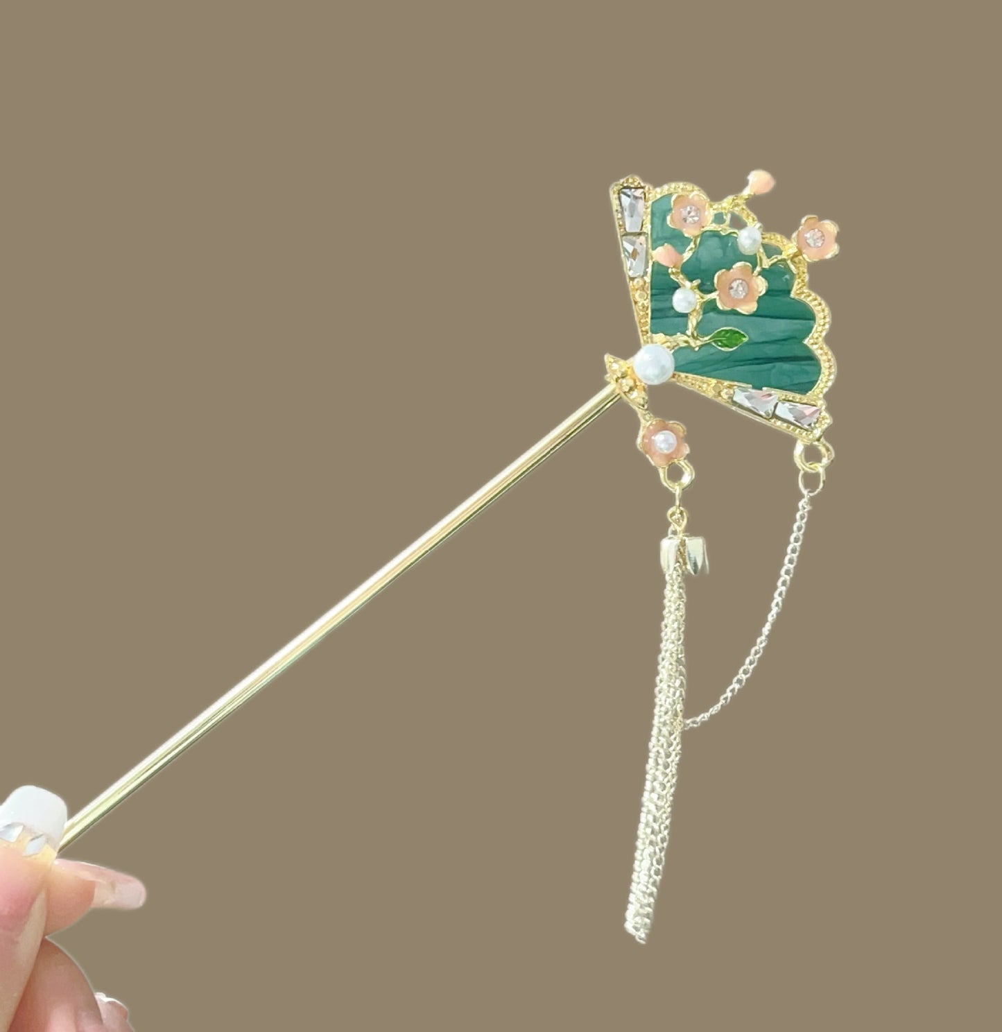 古风花朵扇子发簪高级感发饰头饰发钗女新中式汉服配饰步摇簪子