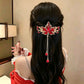 复古水钻流苏蝴蝶发夹女高级感精致半扎发后脑勺抓夹马尾夹子发饰