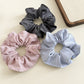 Black pink and light purple pinstripe oversized scrunchies