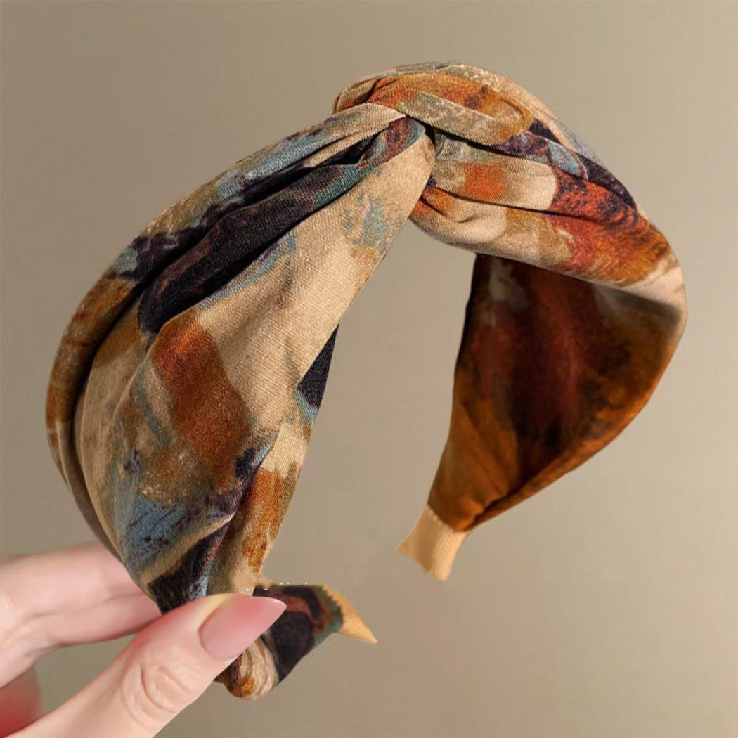 Gifty - Painterly Print Crossed Headband
