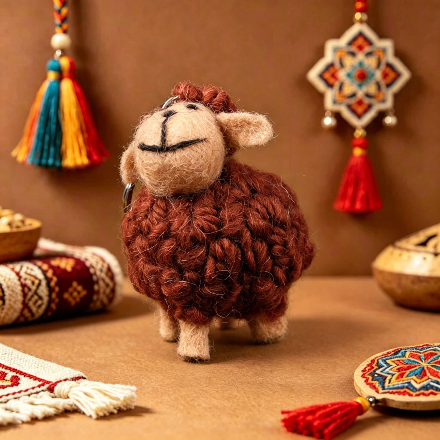 Keypus - Sheep Figure Pom Tail Keychain
