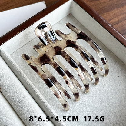 欧美爆款时尚叉夹鱼夹塑料豹纹喷漆发夹发饰后脑勺盘发夹厂批发