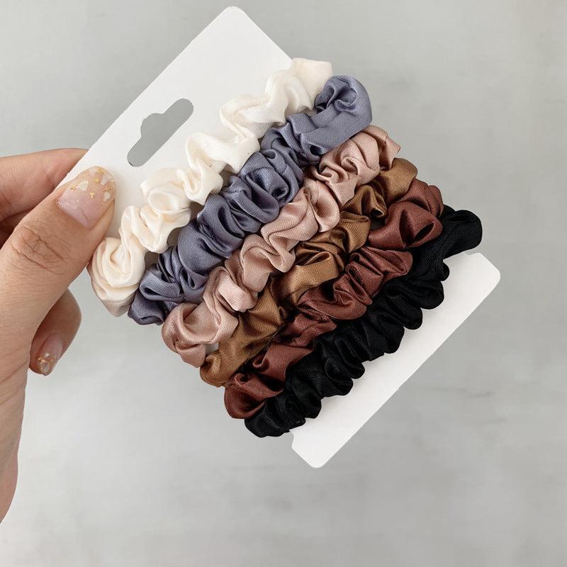 GIFTY - Vintage Mini Satin Scrunchie Set, 6 Pieces