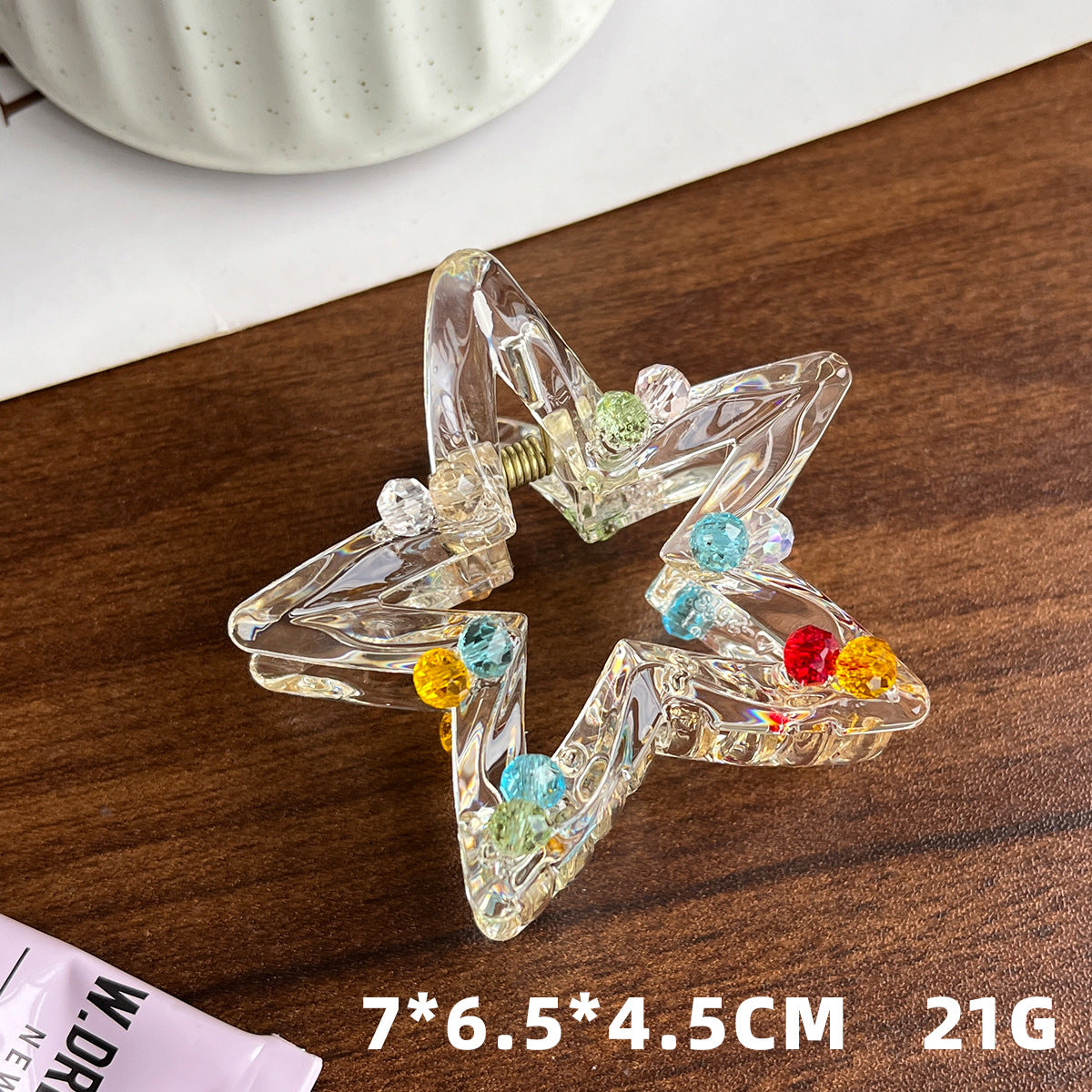 新款PC高级感星星抓夹女后脑勺盘发发饰气质透明水晶彩色镶钻发夹