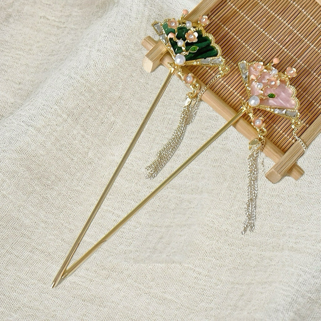 古风花朵扇子发簪高级感发饰头饰发钗女新中式汉服配饰步摇簪子