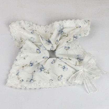 新品田园风碎花波浪蕾丝花边发圈女大号方巾蕾丝花边饰品百搭扎发