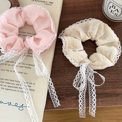 GIFTY - Handcrafted Lace Bow Ribbon Scrunchie