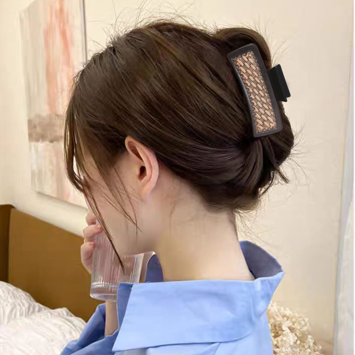 跨境西部风向日葵皮革鲨鱼夹发夹女士抓夹速卖通亚马逊希音