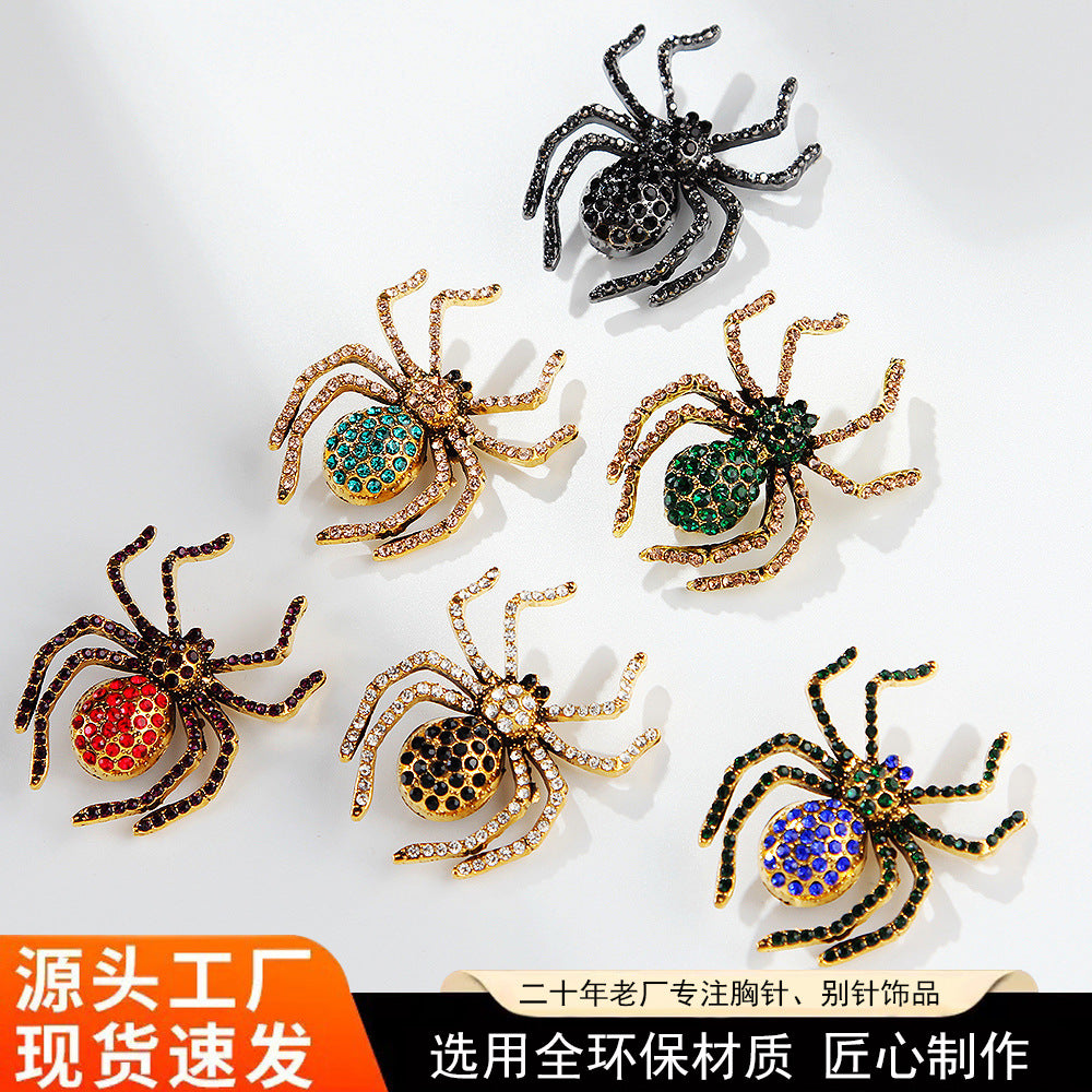 蓝豪欧美热销复古黑钻蜘蛛胸针个性镶钻别针创意时尚百搭配饰